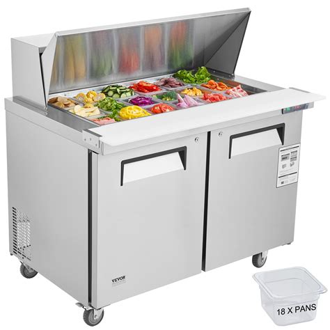 VEVOR Commercial Refrigerator 48" Sandwich Salad Prep Table 2 Doors w ...