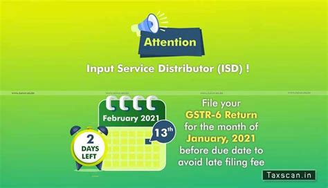 2 days left for Service Tax Distributors to File GSTR-6 Return for the ...
