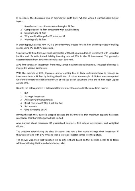 BJ22208 Session 6 - FM assignment - In session 6, the discussion was on ...