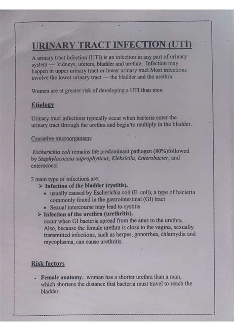 Urinary Tract Infections - Pharmacy - Studocu