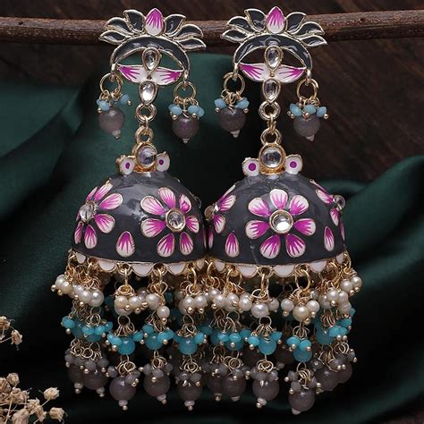Grey Tapsee Jhumka – Shona's Style