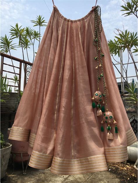 'DILKASH' Peach Handloom Chanderi Silk Kalidar Ghaghra – TARAASI