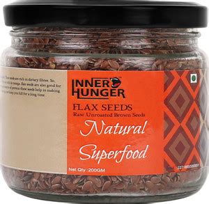 Innerhunger Raw Unroasted Flax Seeds - 200gm ( Pack of 1 ) Brown Flax ...