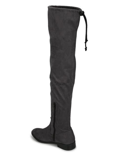 Charcoal Suede Thigh High Boots – Truffle Collection