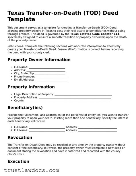 Free Texas Transfer-on-Death Deed PDF Form > trustlawdocs.com