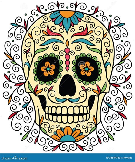 Mexican sugar skull stock vector. Illustration of curve - 33834783