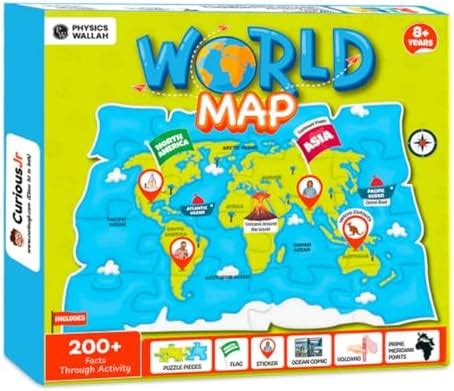 Buy Physics Wallah World Map Puzzle for Kids, 200+ Facts on Continents ...