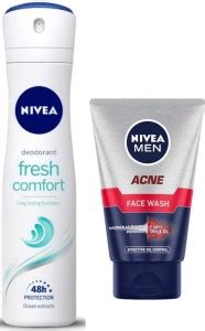 NIVEA FRESH COMFORT DEODORANT 150ML ACNE FACE WASH 100 ML Price in ...