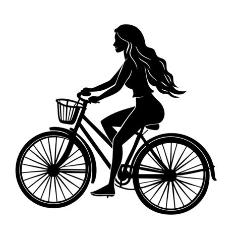Woman riding a bicycle silhouette on a white background vector 8 ...