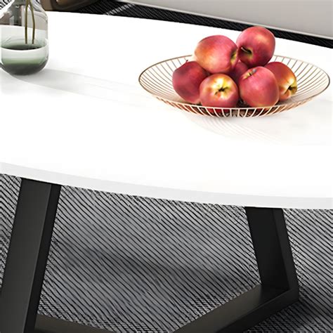 Elegant Oval Shaped Steel Frame Coffee Table in Modern Style - 39.5"L x ...