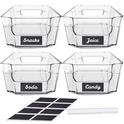4 Pack Clear Pantry Organization & Storage Bins - BPA Free Plastic ...