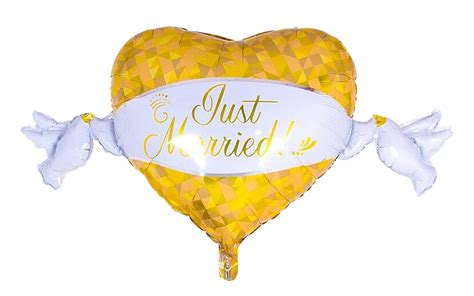 Atpata Funky Just Married Happily Ever After Golden Flying Heart with ...