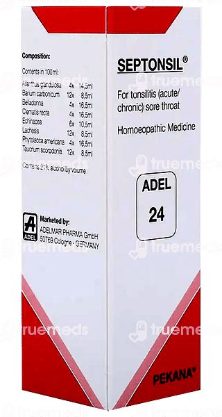 Adel 24 Septonsil Drop 20 Ml - Uses, Side Effects, Dosage, Price | Truemeds