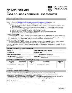 Fillable Online adelaide edu LAST COURSE Additional Assessment ...