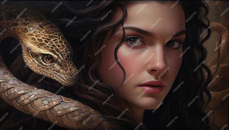 Premium Photo | Eve and a snake in the biblical Garden of Eden ...