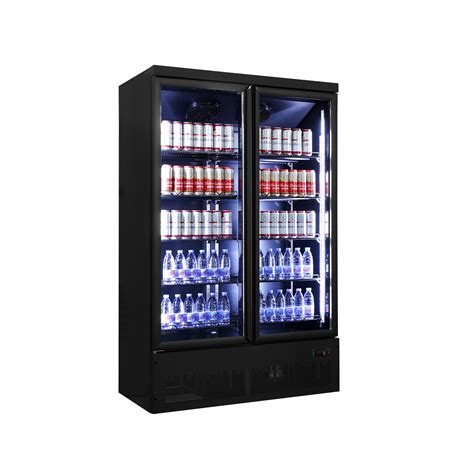 1000 Litre Upright Double Door Drink Cooler Glass Display Commercial ...