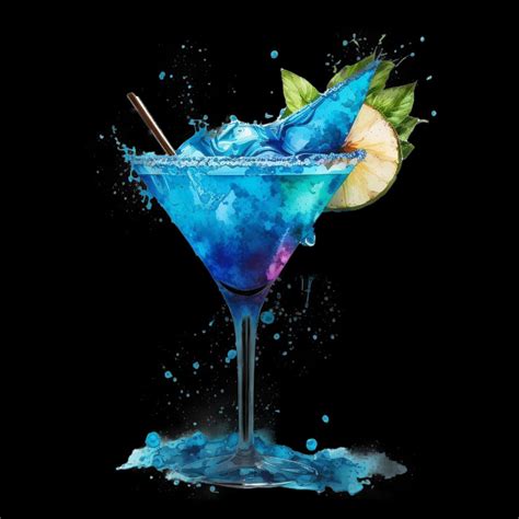 Refreshing Blue Cocktail with Lime and Mint