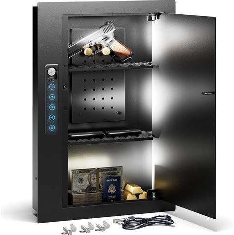 Grimtron Quick Access Wall Safe with Removable Pegboard & Shelfs, Flat ...