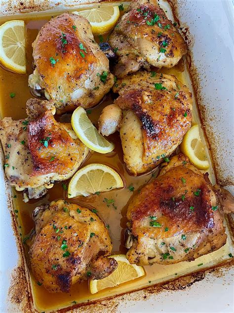 Baked Lemon Pepper Chicken Thighs Recipe - The Glam Kitchen