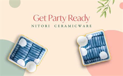 Buy Nestasia White and Blue Polka Dot Nitori Ceramic Set of 2 Square ...