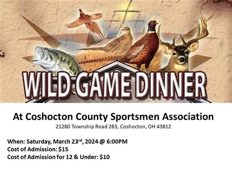 Wild Game Dinner @ Coshocton County Sportsmen Association, 21280 ...