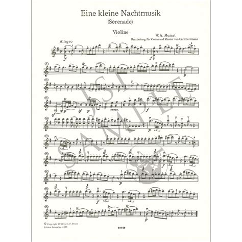 Serenade No. 13 in G Major, K.525 "Eine Kleine Nachtmusik" for violin and piano; Wolfgang ...