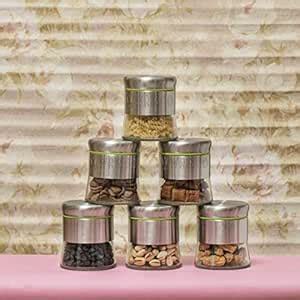 Buy WRINGO 350ml Stainless Steel Canister Glass Jar with Lid,Premium ...