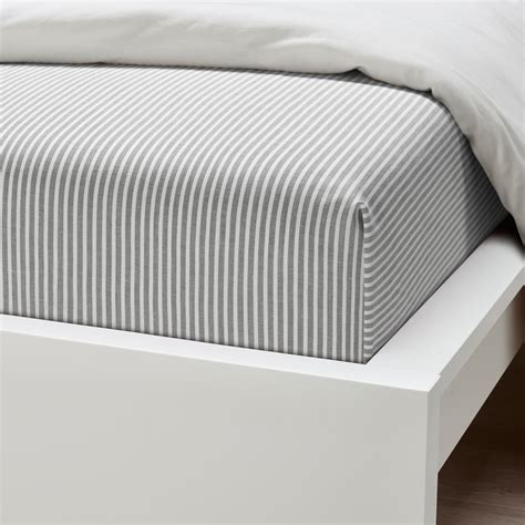 SOLFIBBLA flat sheet, grey white/stripe, 240x260 cm (94x102") - IKEA
