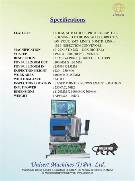 UNISERT MACHINES (I) PVT. LTD. : MANUAL OPTICAL INSPECTION [MANUAL ...