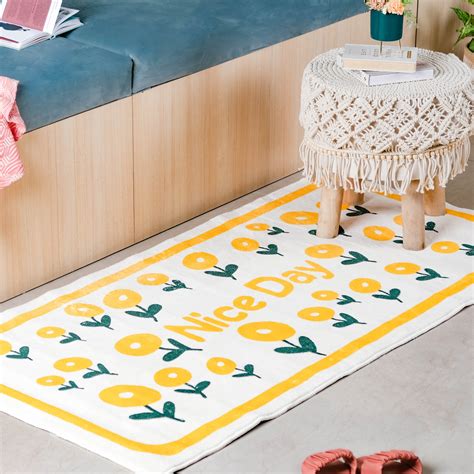 Yellow White Carpet Runner Large Online - Premium Floor Mat | Nestasia