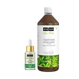 Buy Kapiva Neem Juice 1 ltr + Kapiva Tulsi Anti Acne Serum 30 ml Online ...
