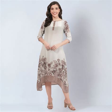 Grey and Beige Floral Printed Slimline Kaftan Dress – First Resort by ...