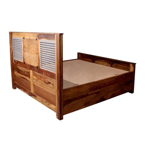 Felice Solid Wood Bed with Hand Painting in Box Storage | Solid Wood ...