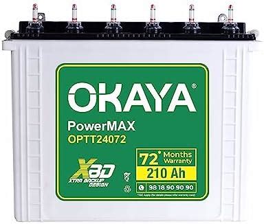 OKAYA PowerMAX OPTT24072 210Ah Tall Tubular Inverter Battery for Home ...