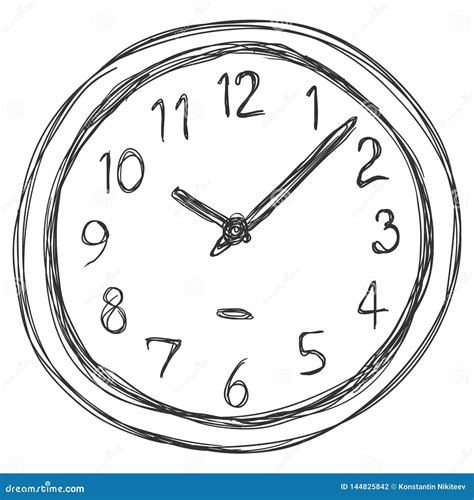Vector Doodle Sketch Illustration - Wall Clock Stock Vector ...