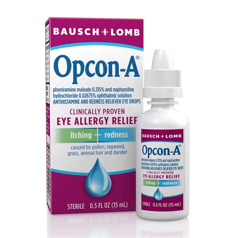 B&L Allergy Eye Drops Size .5z Opcon-A Allergy Relief Eye Drops
