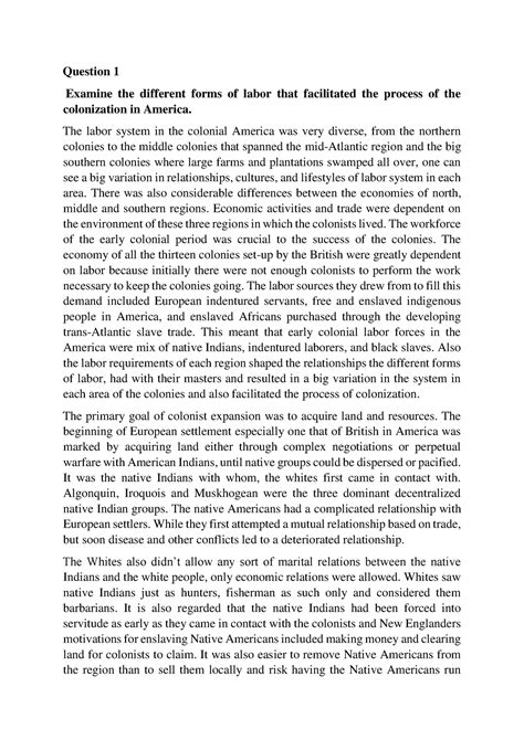 ANS KEY - USA - Nil - Question 1 Examine the different forms of labor ...