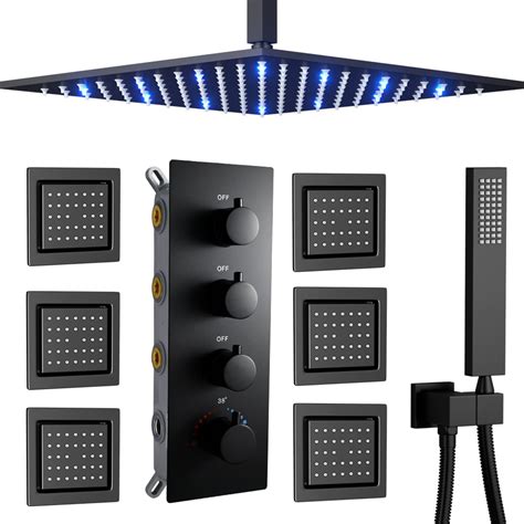 Buy AYIVG LED 12 Inch Ceiling Rain Shower Set Thermostatic Shower ...