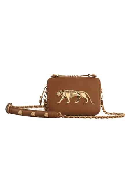 Buy Mustard Tan - Brown Metallic Thread Alipore Sling Bag by Sabyasachi ...