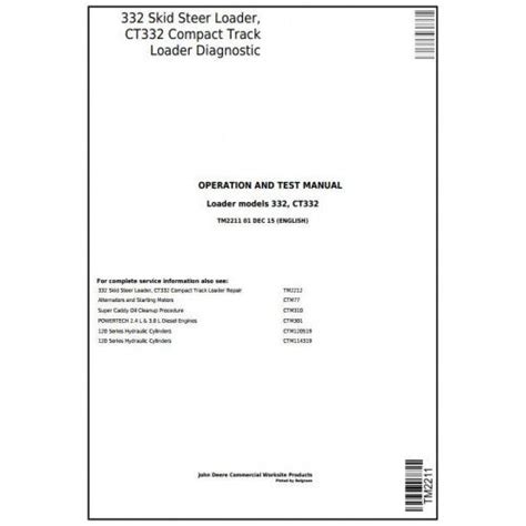 John Deere 332 Skid Steer Loader, CT332 Compact Track Loader Pdf Diagn ...
