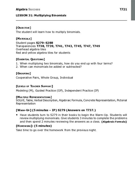 Fillable Online Activities to Teach Students to Multiply Binomials ...