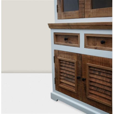 White Mango Wood Kitchen Cabinet with Natural Finish