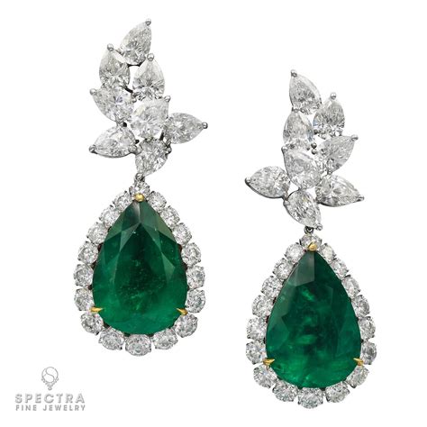 Spectra Fine Jewelry Certified Colombian Emerald Diamond Drop Earrings ...
