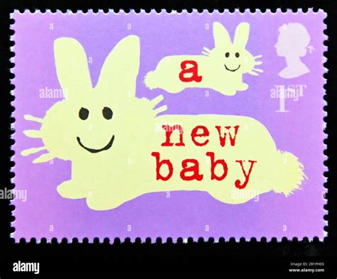 Postage stamp. Great Britain. Queen Elizabeth II. 'Occasions' Greetings Stamps. Rabbits (a new ...