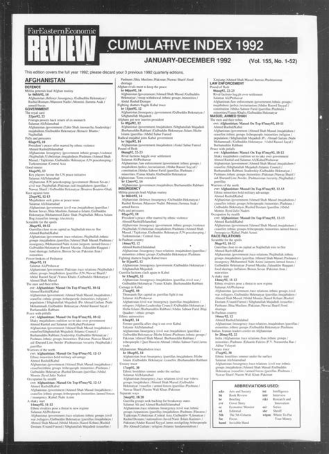Far Eastern Economic Review January - December 1992: Vol 155 Index ...