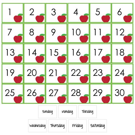 Free Printable Calendar Numbers For Pocket Chart - Free Printable Calendar