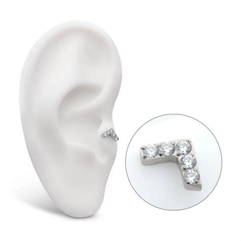 Titanium Push In 5 Prong Set Round CZ V Shape Threadless – Tattoo Gizmo