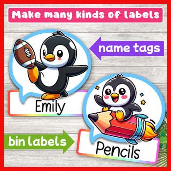 Penguin Name Tags, Winter Cubby Tags, Locker Tags, Editable Winter Name ...