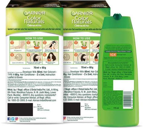 GARNIER Color Naturals - Darkest Brown Hair Color, Pack of 2 + Fructis ...