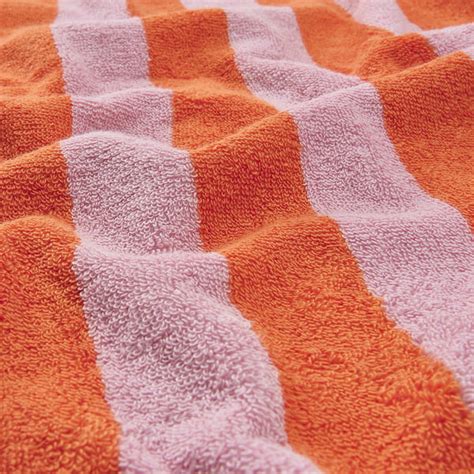 SLÅNHÖSTMAL hand towel, orange/pink striped, 40x70 cm (16x28") - IKEA